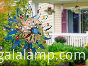 Красочный солнечный ветровой прядильщик наружный металл для лампы для декора сада